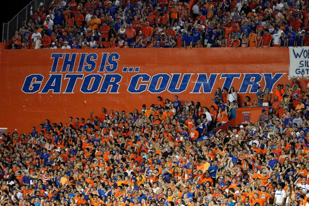 Sep 13, 2014; Gainesville, FL, USA; An overview of the student section of fans during the first quarter against the Kentucky Wildcats at Ben Hill Griffin Stadium. Mandatory Credit: Kim Klement-USA TODAY Sports